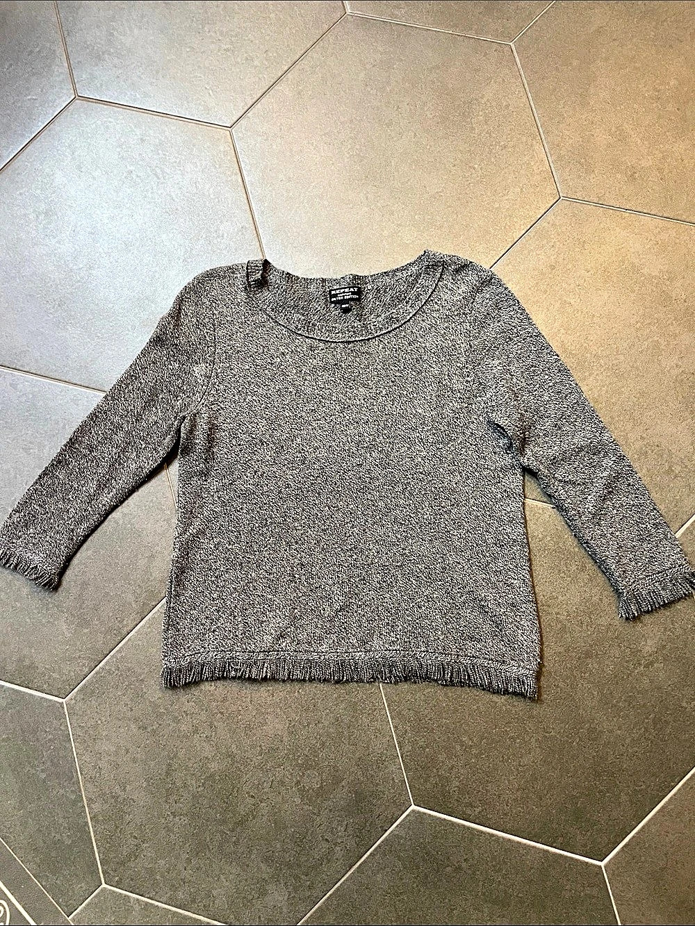 Repeat Silver Edition Cashmere Fringe Sweater in Gray Size Medium